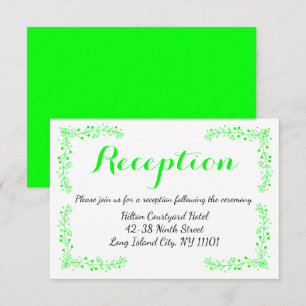 Floral Lime Green Wedding Reception Flowers Invitation