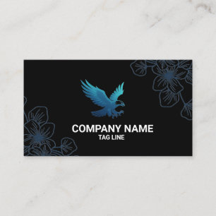 Floral Line Art Black Business Card for Boutique