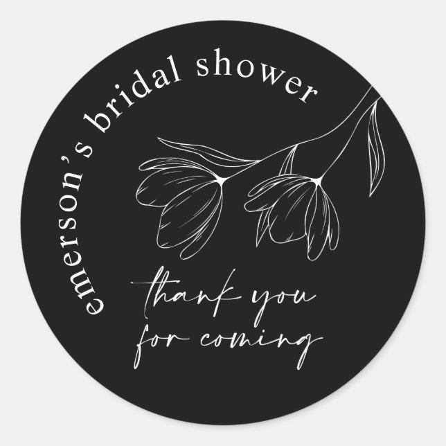Floral Line Art Bridal Shower Favour Seal Sticker (Front)