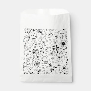 Floral Line Art Favour Bag
