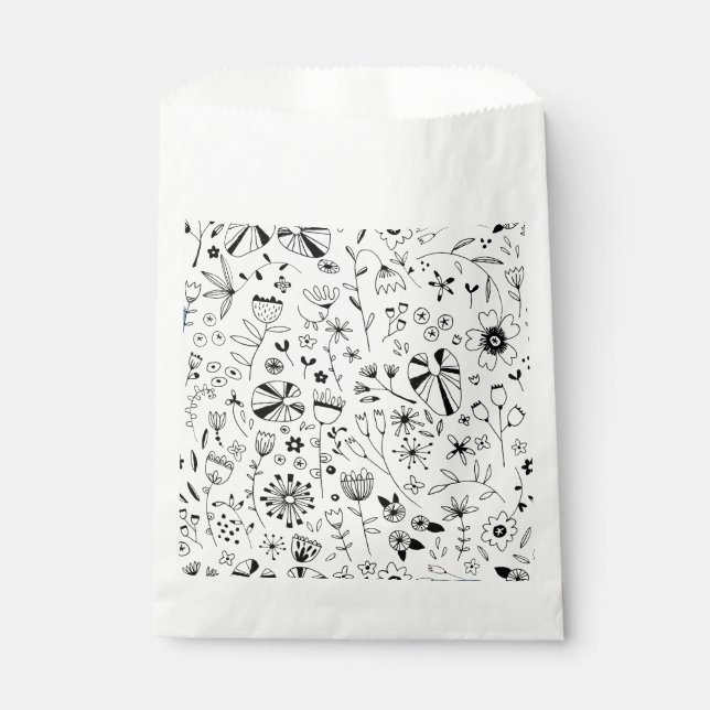 Floral Line Art Favour Bag (Front)