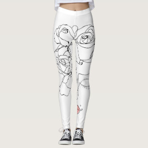 Floral Line Art: Minimal Woman. Leggings