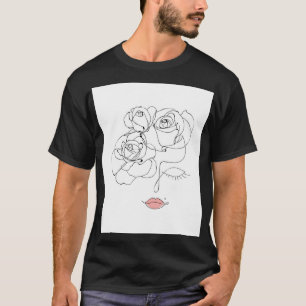 Floral Line Art: Minimal Woman. T-Shirt