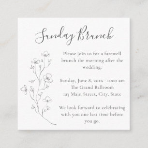 Floral Line Art Sunday Brunch Wedding Enclosure Card