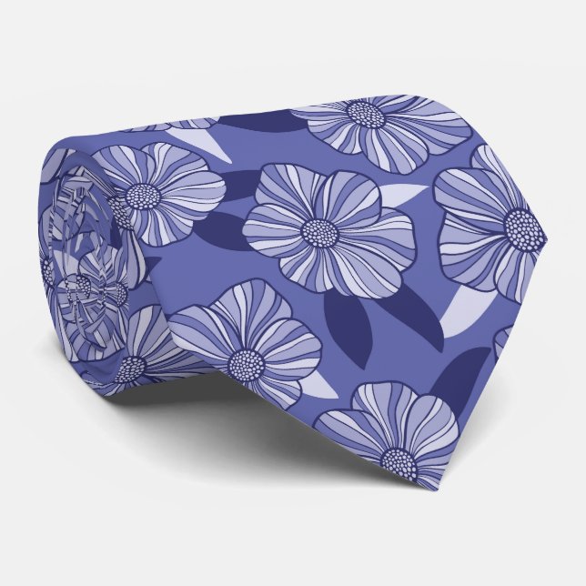 Floral Line Art Tie (Rolled)