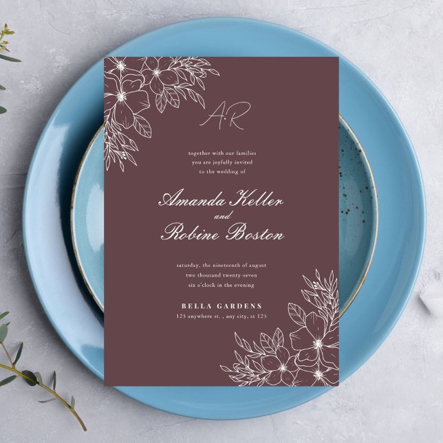 Floral Line Art Wedding Invitation (Creator Uploaded)