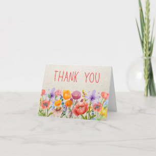 Floral Linen Thanks - Inside Message Thank You Card