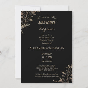 Floral Lines Grass Honeymoon Shower Invitation