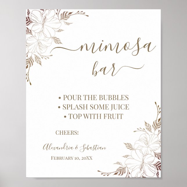 Floral Lines Mimosa Bar Bridal Shower Sign (Front)