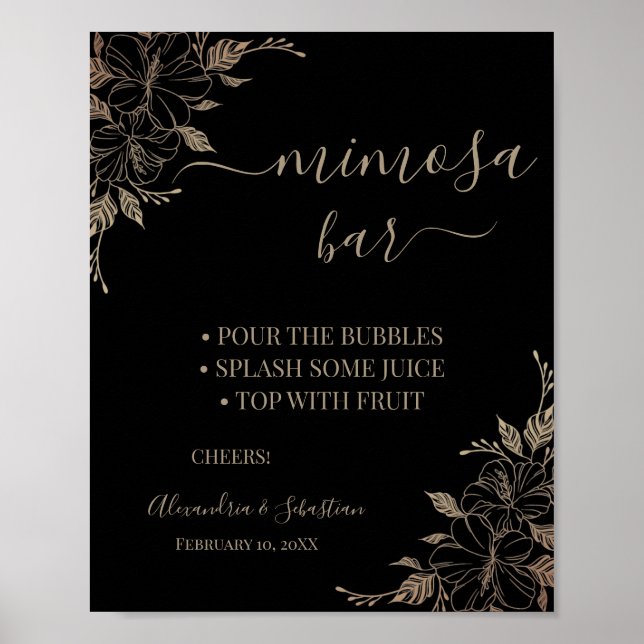 Floral Lines Mimosa Bar Bridal Shower Sign (Front)