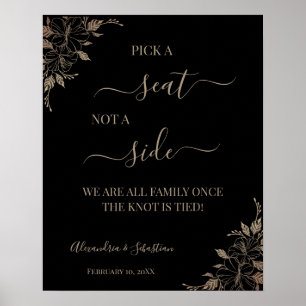 Floral Lines Pick A Seat Not a Side Wedding Sign