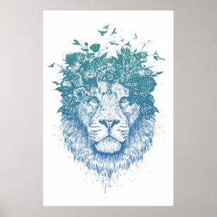 Floral lion poster