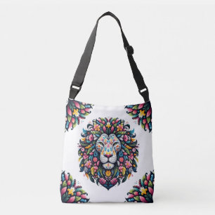 Floral Lion Silhouette Crossbody Bag