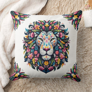 Floral Lion Silhouette Cushion