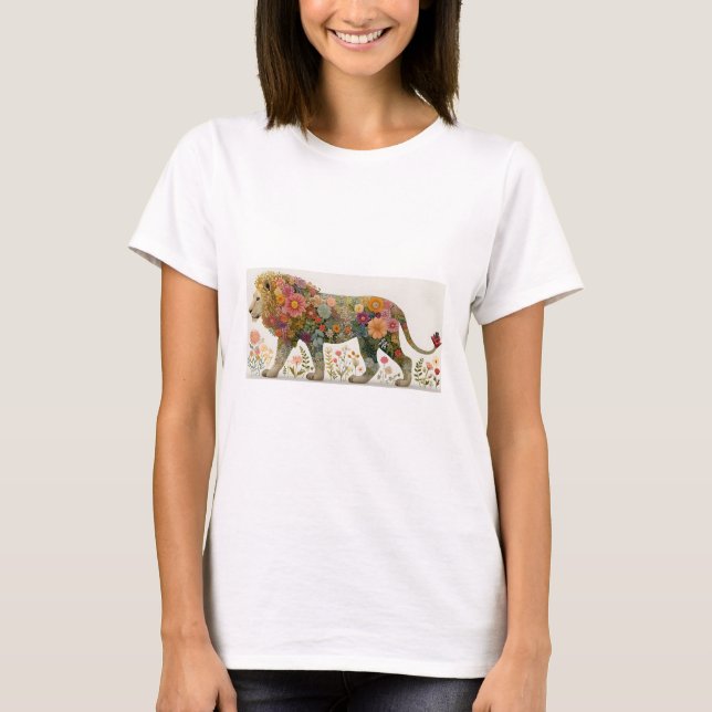 Floral Lion Silhouette T-Shirt (Front)