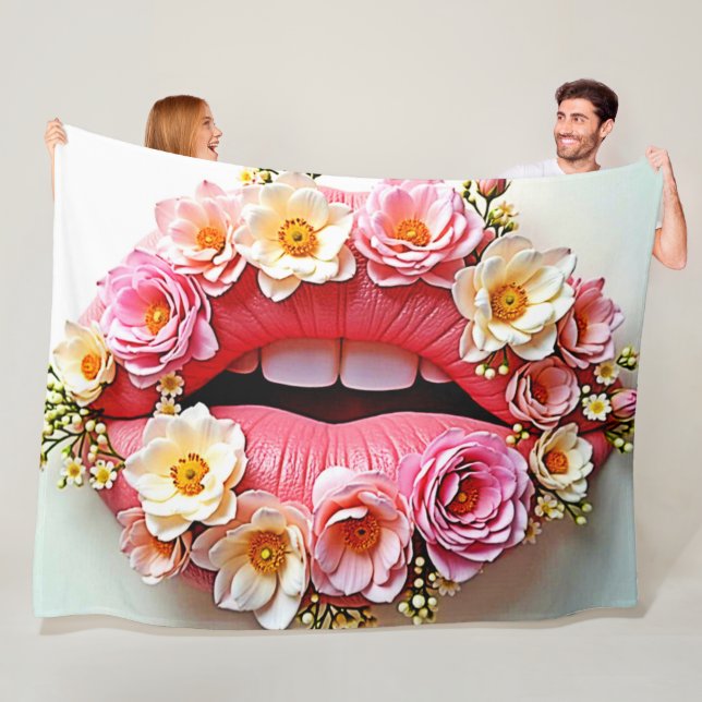 Floral Lips Artistry Fleece Blanket (In Situ)