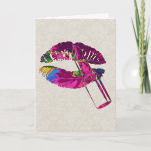 Floral Lips Motif Greeting Card