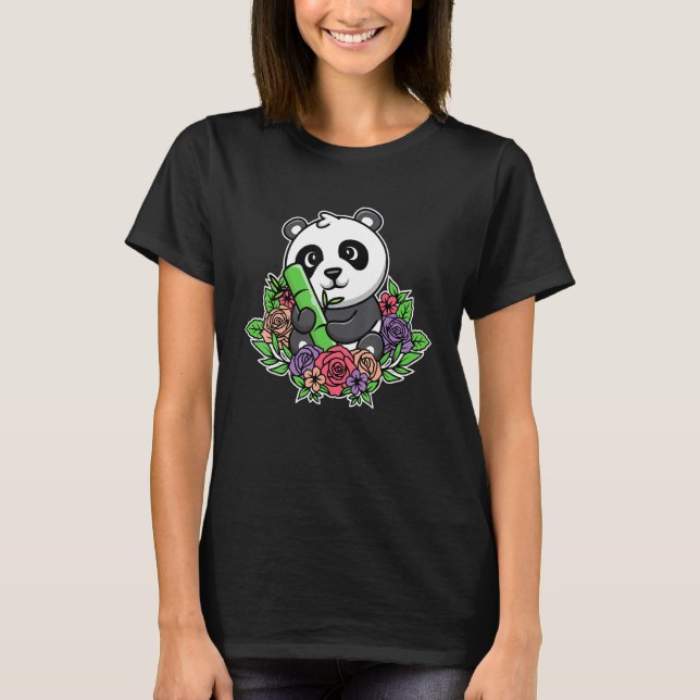 Floral Little Bear Panda  Cute Animal For Women Be T-Shirt (Front)