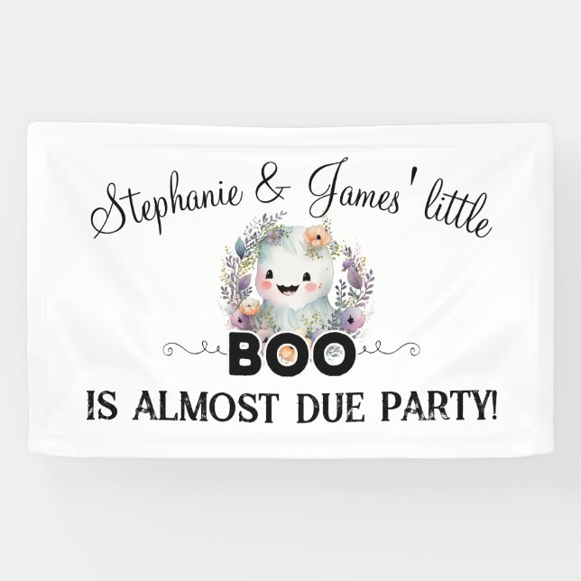 Floral Little Boo Halloween Baby Shower Banner (Horizontal)