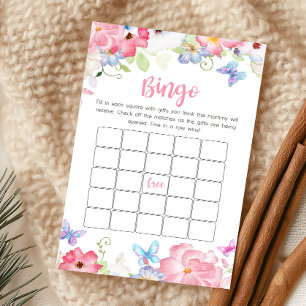 Floral Little Butterfly Baby Shower Bingo Game