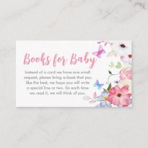 Floral Little Butterfly Baby Shower Books for Baby Enclosure Card