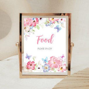 Floral Little Butterfly Baby Shower Food Sign