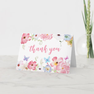 Floral Little Butterfly Baby Shower Thank You Card