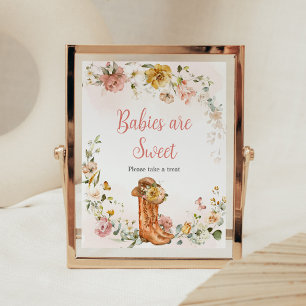 Floral Little Cowgirl Baby Shower Babies are Sweet Poster