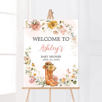Floral Little Cowgirl Baby Shower Welcome