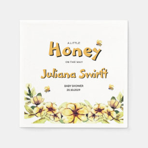 Floral Little Honey Bee Honeycomb Baby Shower Napkin