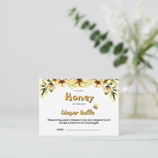 Floral  Little Honey Bee Honeycomb Diaper Raffle Enclosure Card