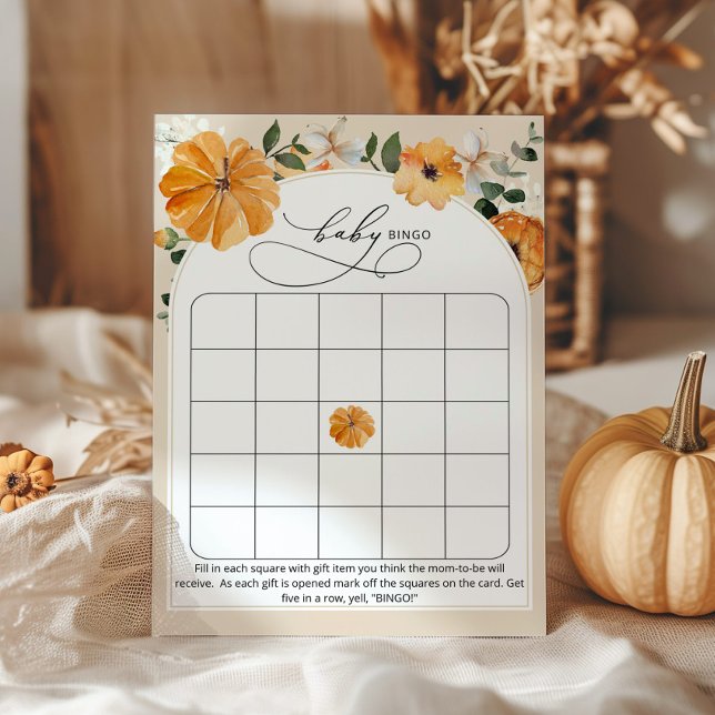 Floral little pumpkin baby bingo game (Creator Uploaded)