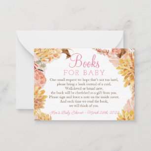 Floral Little PUMPKIN Baby Shower Books for Baby Card