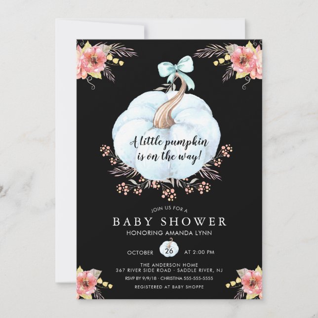 Floral Little Pumpkin Baby Shower Invitation (Front)