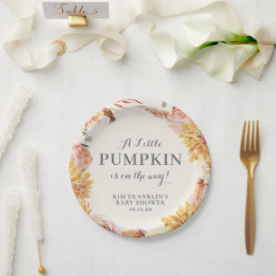 Floral Little Pumpkin Baby Shower  Paper Plate