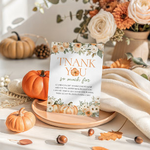 Floral Little Pumpkin Birthday Thank You Invitation