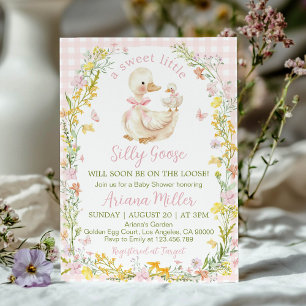 Floral Little Silly Goose Girl Baby Shower Invitation