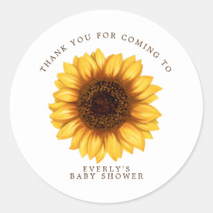 Floral Little Sunflower Baby Shower Thank You Classic Round Sticker