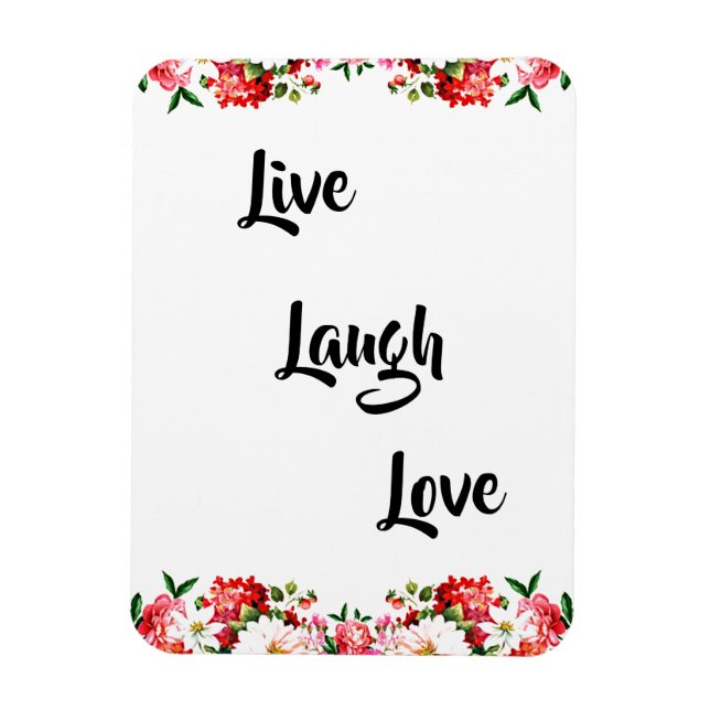 Floral "Live, Laugh, Love" Elegant    Magnet (Vertical)