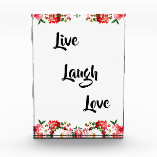 Floral "Live, Laugh, Love" Elegant Photo Block