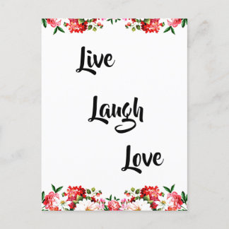 Floral "Live, Laugh, Love" Elegant   Postcard