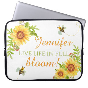 Floral Live Life In Full Bloom Personalised Laptop Laptop Sleeve
