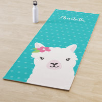 Floral Llama Alpaca Teal Personalised Name