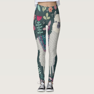 Floral Llama: Vintage Hand-Drawn Doodles Leggings