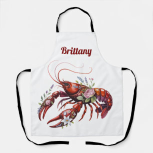 Floral Lobster Crawfish Art Custom Apron