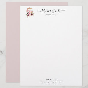 floral logo bakery business letterhead