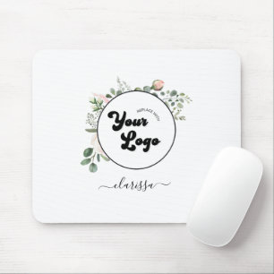 Floral Logo Custom Company Business & Name Girly  Mouse Pad