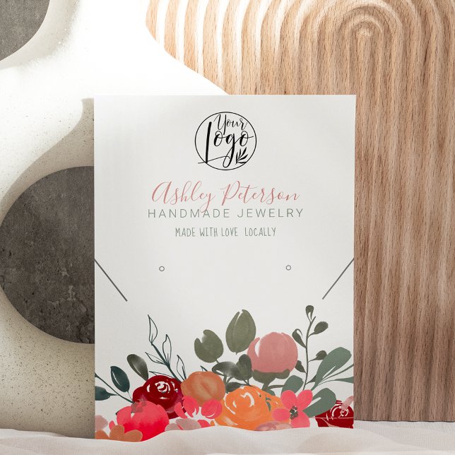 floral logo jewellery earring necklace Qr code boh Business Card (Creator Uploaded)