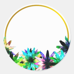 Floral Lotus Flower Gold Boarder Bridal Shower Classic Round Sticker