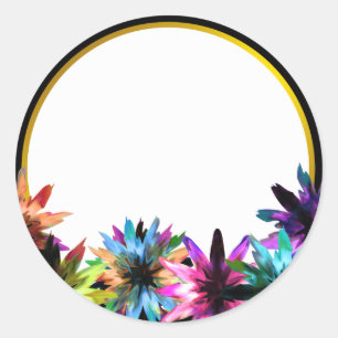 Floral Lotus Flower Gold Boarder Bridal Shower Classic Round Sticker